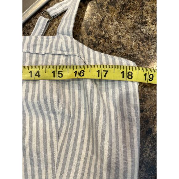 Abercrombie and Fitch NEW Blue Stripe Crop Shirt XL Smocked Adjustable Straps - Picture 7 of 8